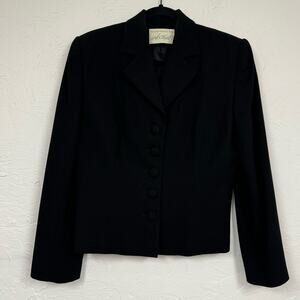 Lord & Taylor Black Structured Blazer Jacket Womens 8 Wool Classic Luxury Career